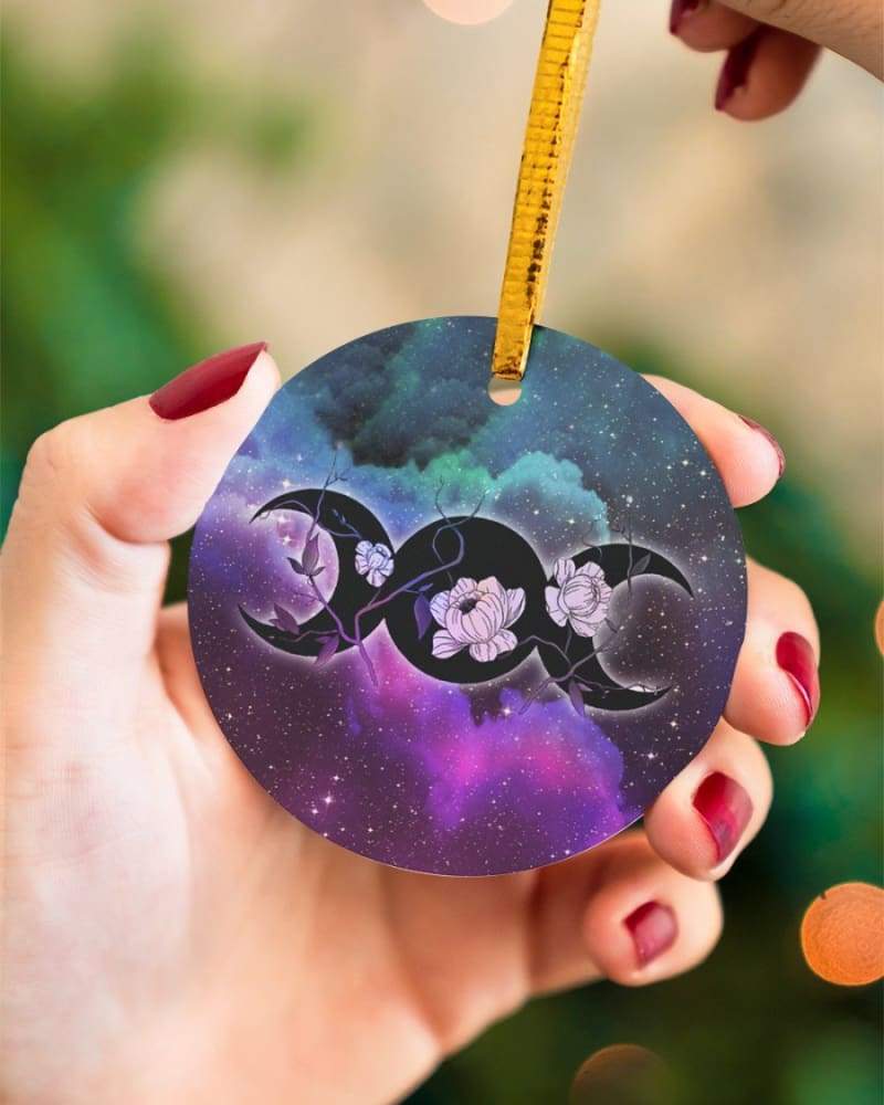Floral triple moon wicca Circle Ornament