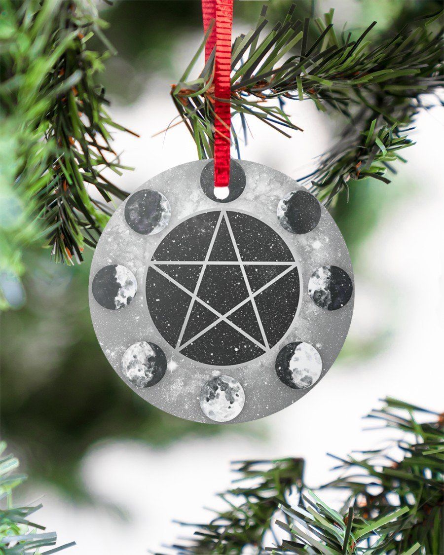 Pentacle moon phase wicca Circle Ornament