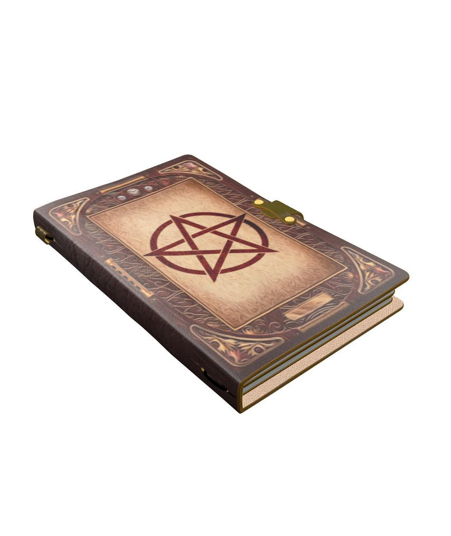 Wicca pentacle leather notebook